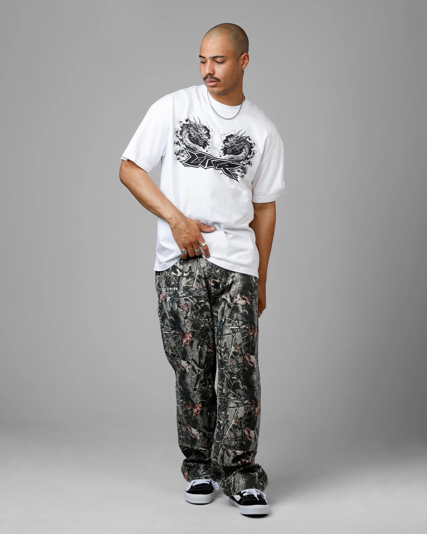 Casual Chic Wear Loiter Draco Born Vintage T-Shirt White