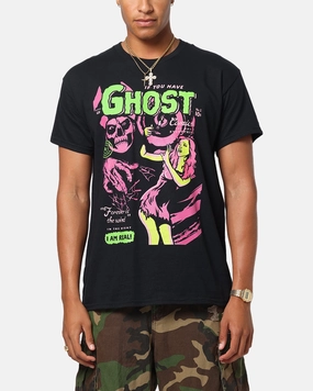Ghost Comic T-Shirt Black Textured Surface