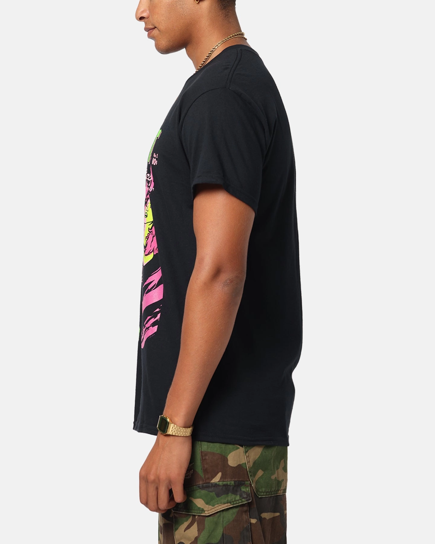 Relaxed Outfit SoftenedTexturedWeave Ghost Comic T-Shirt Black