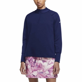 Modern Drop Tail Hem Noise Free Movement Nike Therma Half-Zip Golf Pullover College Navy/White - FW20 Women