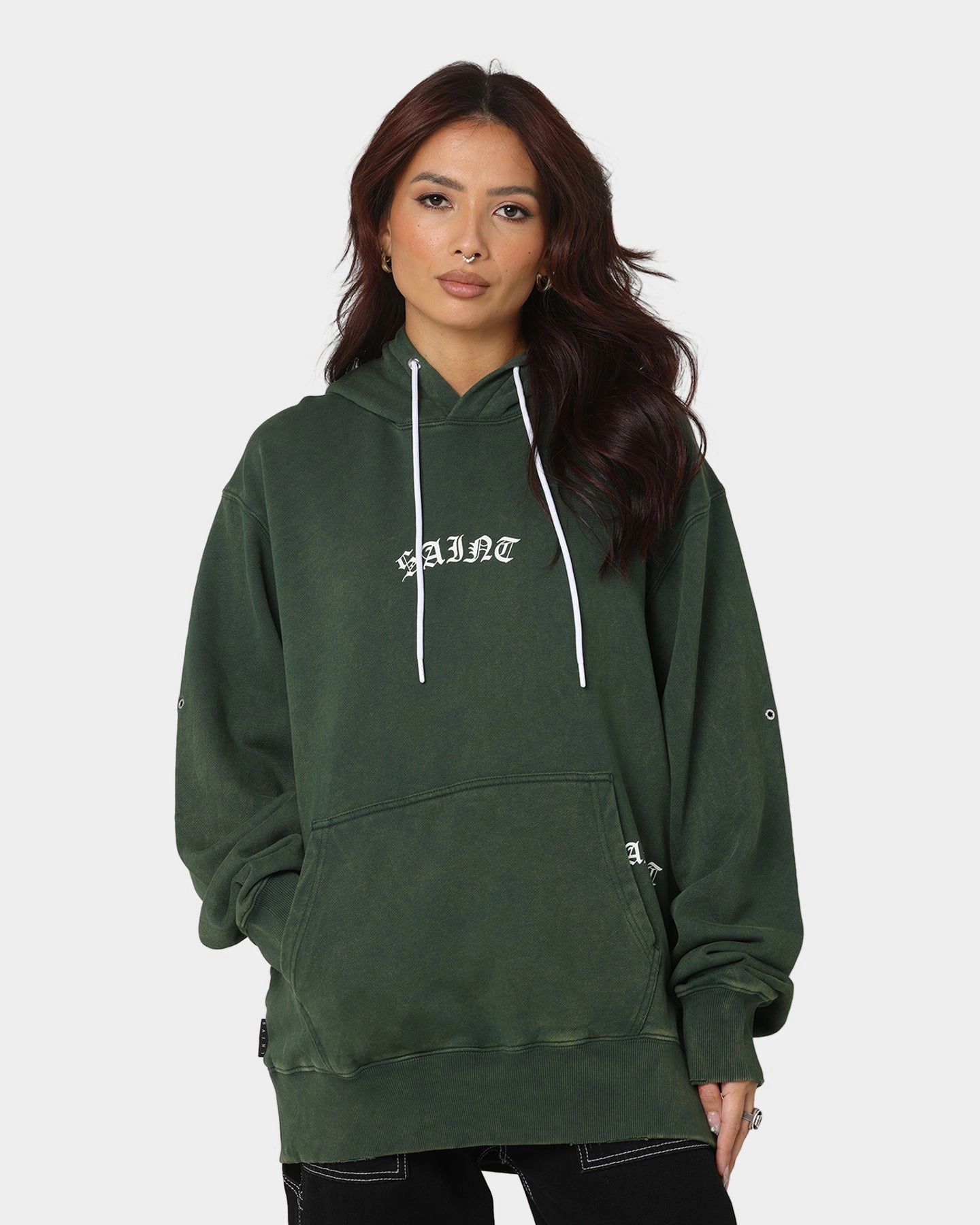 Saint Morta Day Of The Dead Hoodie Dark Green Compression Fold Design Detect