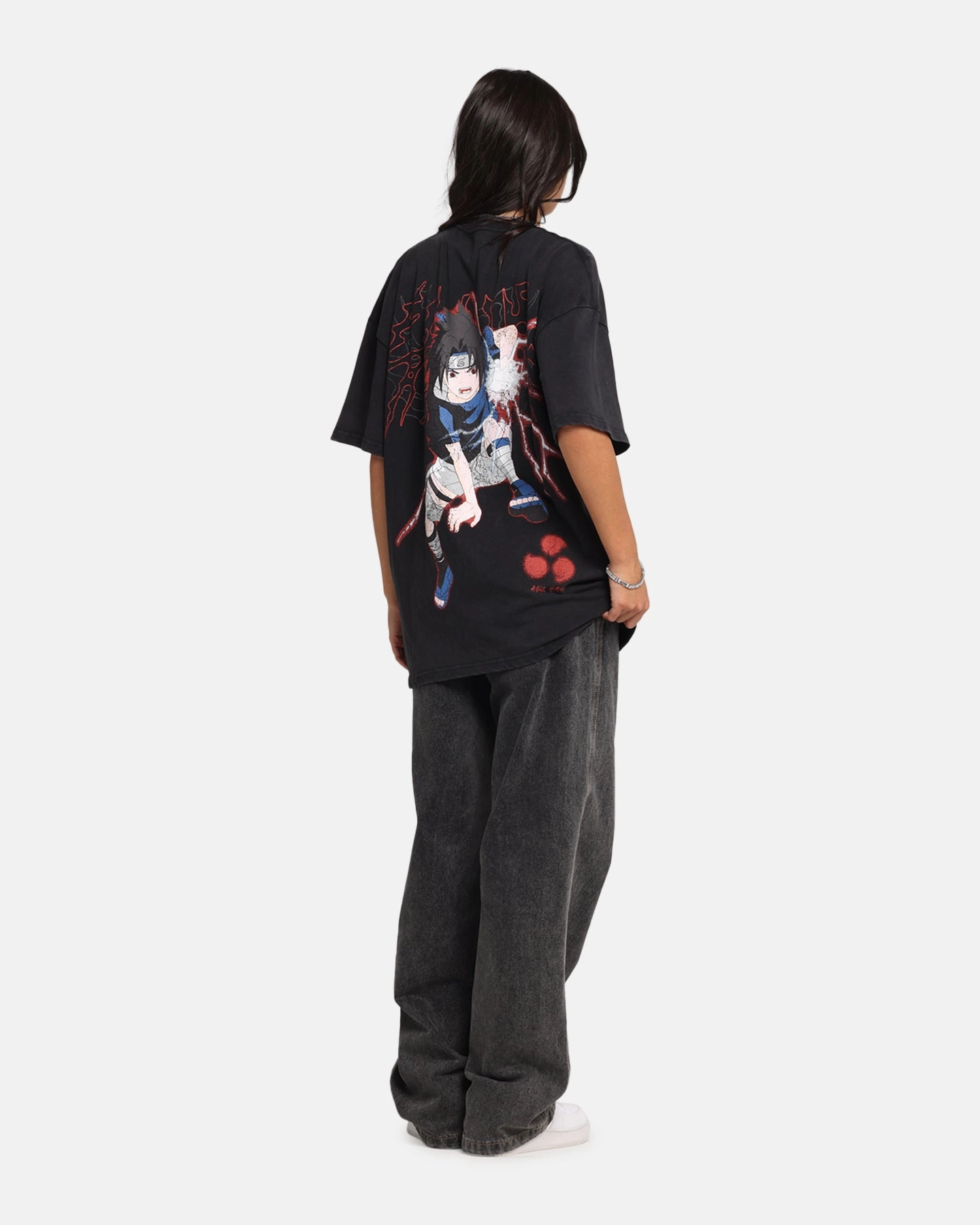 Ergonomic Cut 73 Studio X Naruto Sasuke Abandon Vintage T-Shirt Black Acidwash