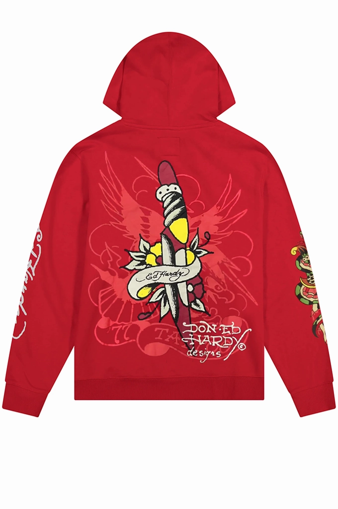 Performance - measured support role Ventilated Back Panels Ed Hardy Eagle Tiger Men's Pullover Hoodie