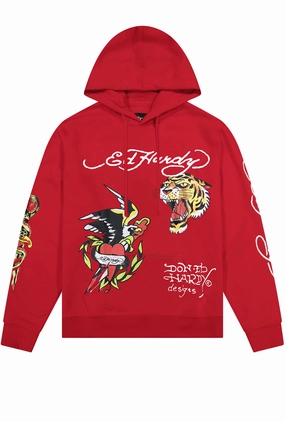 Logistics - friendly Ventilated Back Panels Ed Hardy Eagle Tiger Men's Pullover Hoodie