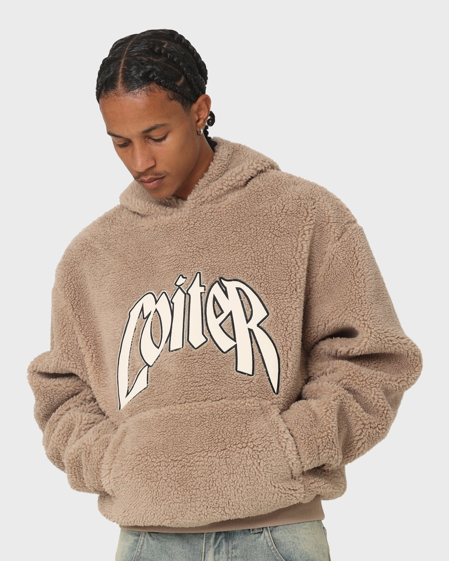 Compressed Packaging Heal Loiter Sherpa Hoodie Tan