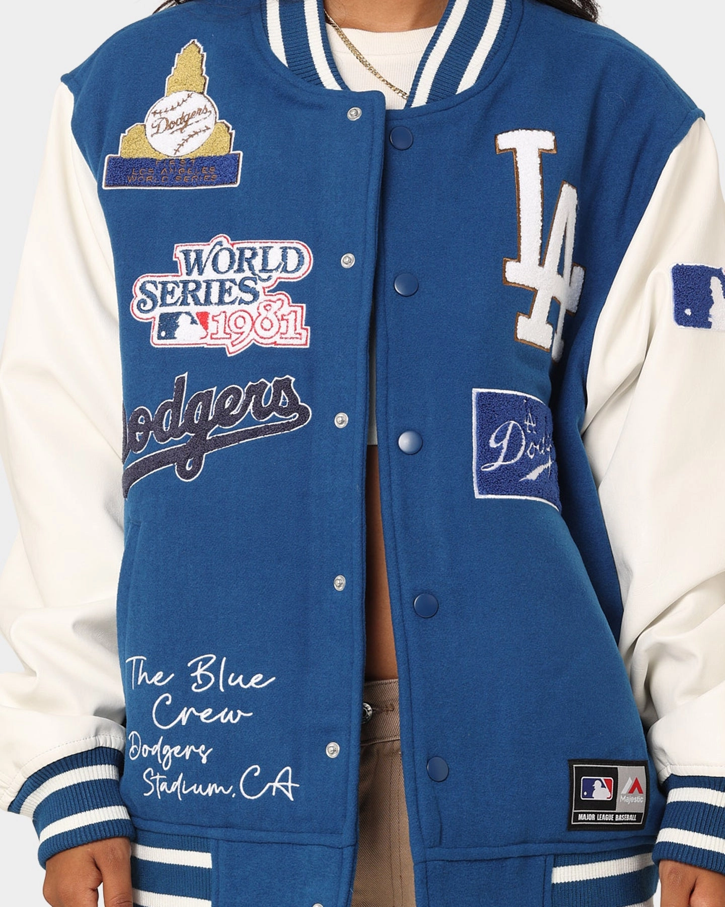 Majestic Athletic Los Angeles Dodgers Multi Hit Varsity Jacket Royal Popular Agree