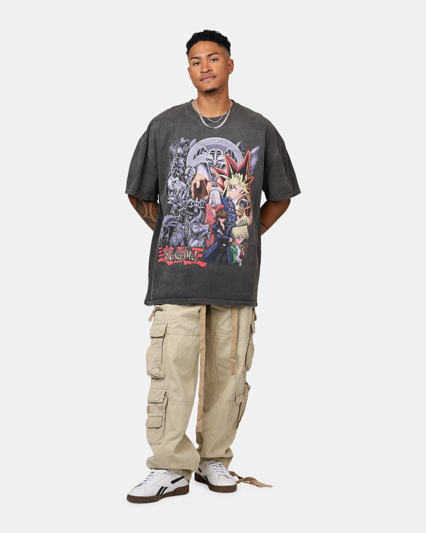 Seamless construction Sleek Style Goat Crew X Yu-Gi-Oh! Yami Yugi Heavyweight T-Shirt Black Wash