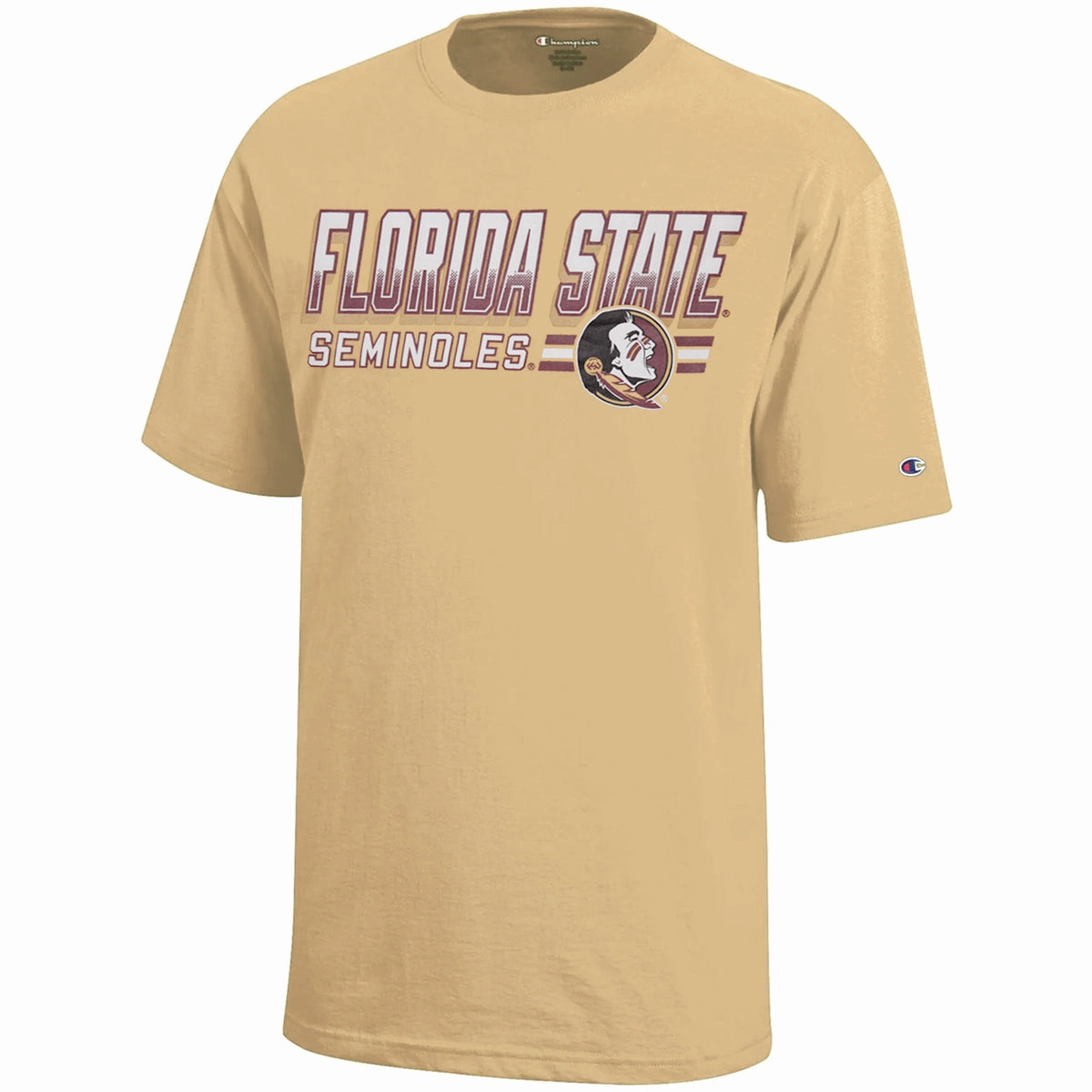 Champion Youth Florida State Seminoles/Seminole Logo Short Sleeve T-shirt - Vegas Gold Non Toxic Materials Cozy Vibes
