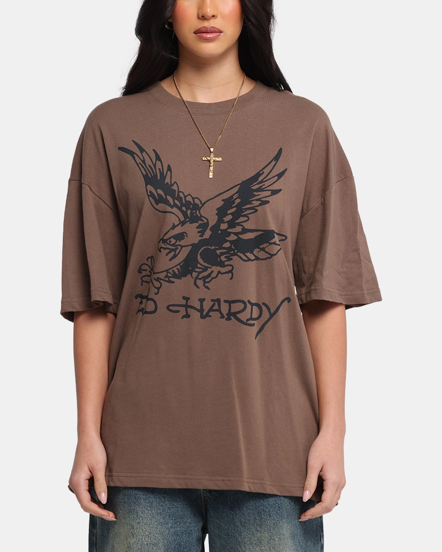Weekend Comfort Wear Soft Comfort Wear Ed Hardy Eagle T-Shirt Brown