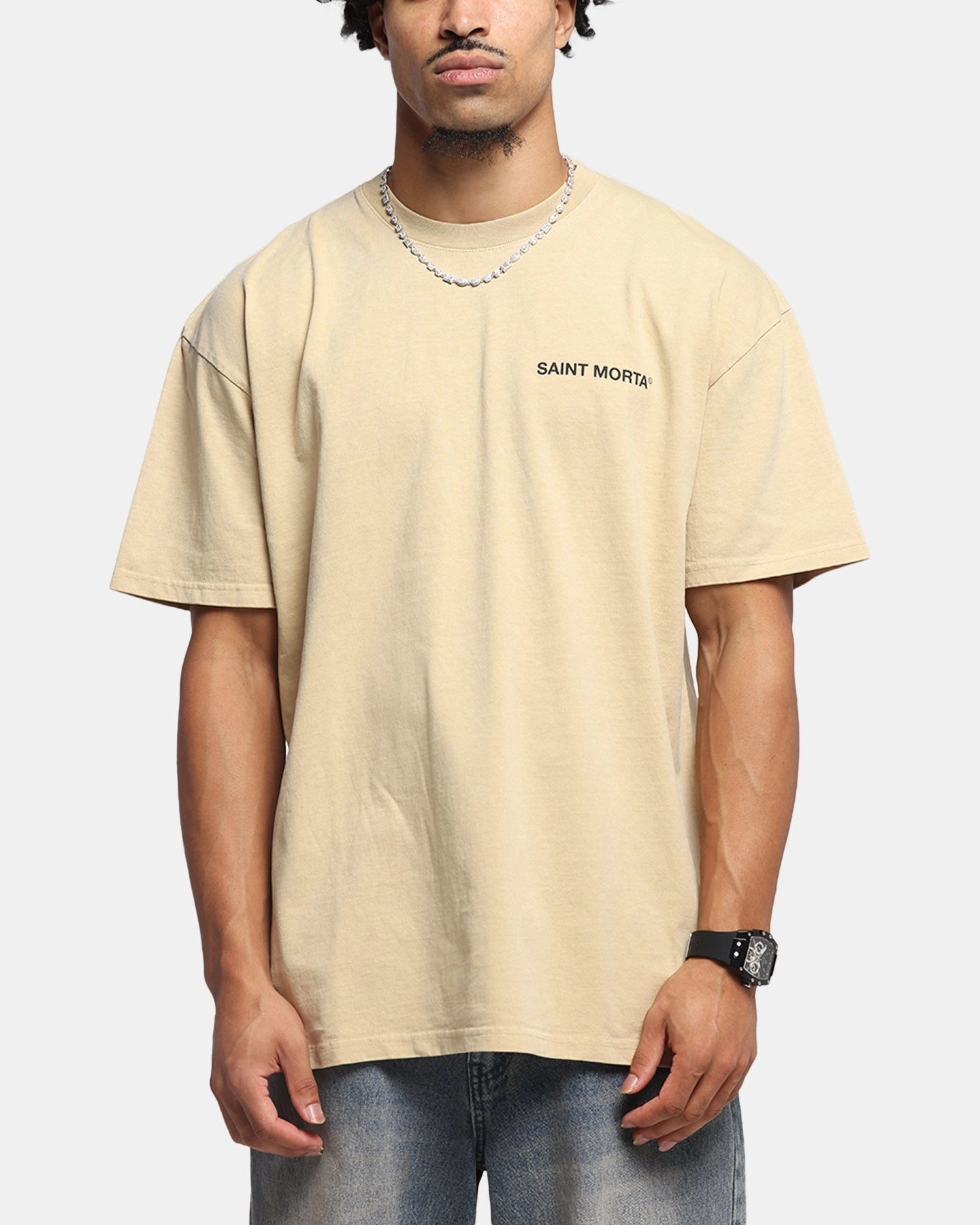 Reinforced Collar Soft and Light Saint Morta Awakening Boxy T-Shirt Stone