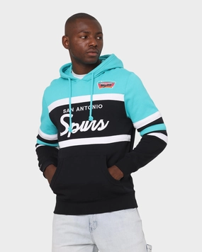Cozy Lining Round-neck Mitchell & Ness San Antonio Spurs Head Coach Hoodie Teal