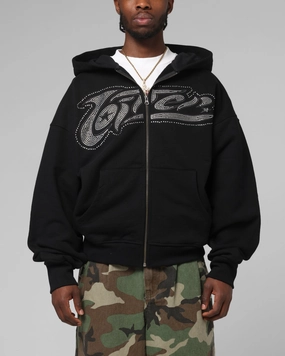 Loiter Weezy Rhinestone Zip Hoodie Black Men's Low Profile
