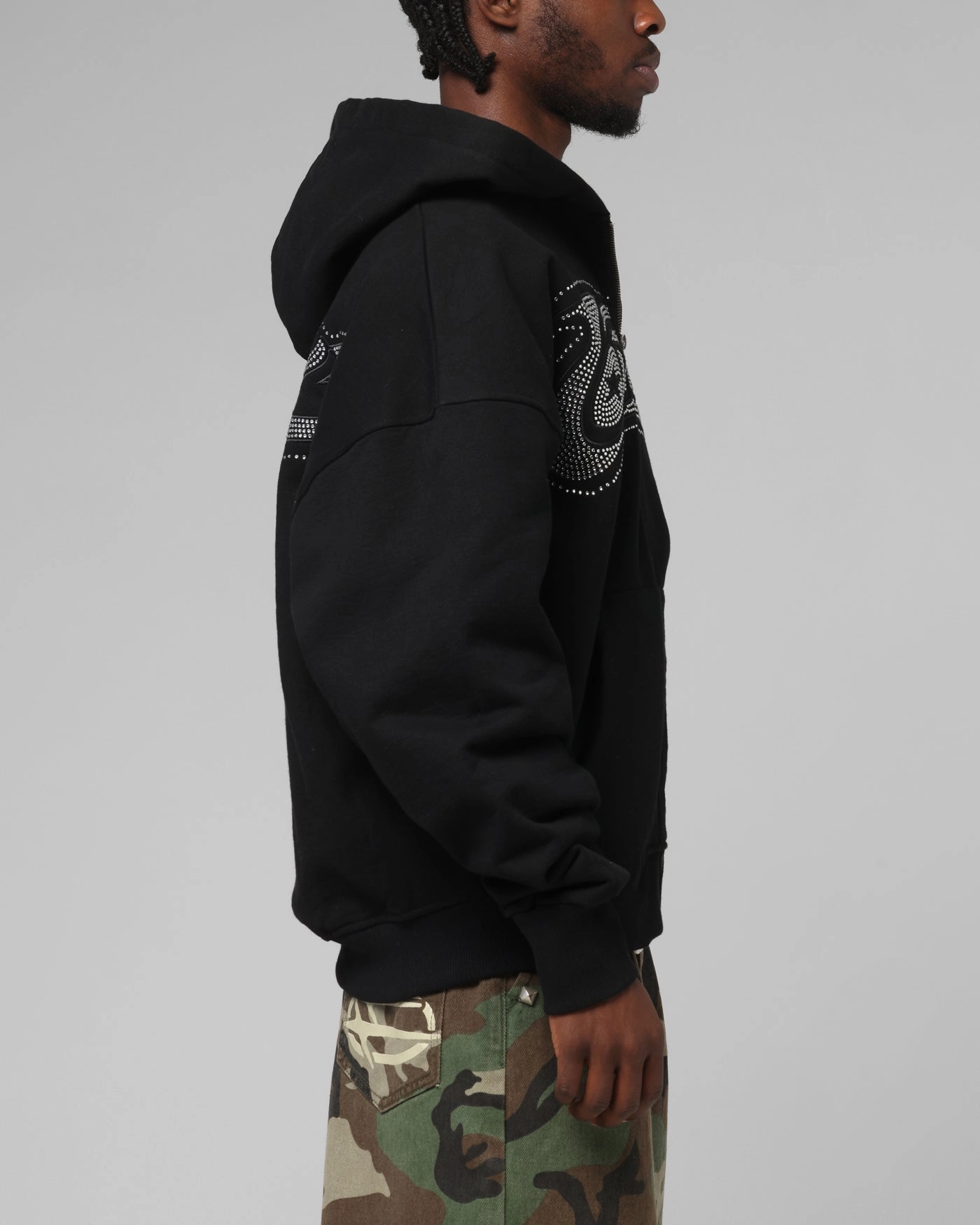 Loiter Weezy Rhinestone Zip Hoodie Black Disrupt suitable for water sports