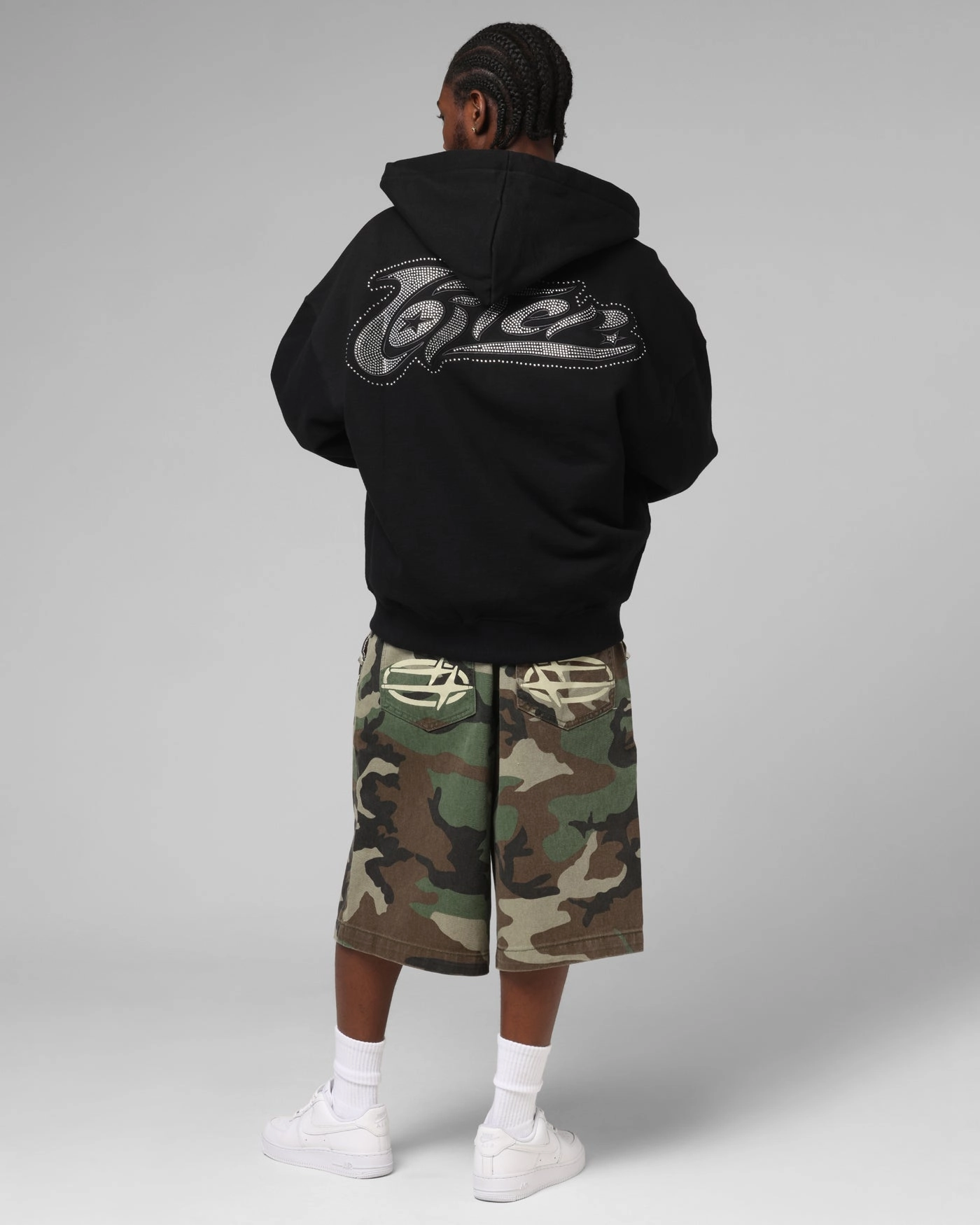 Loiter Weezy Rhinestone Zip Hoodie Black Era Affordable