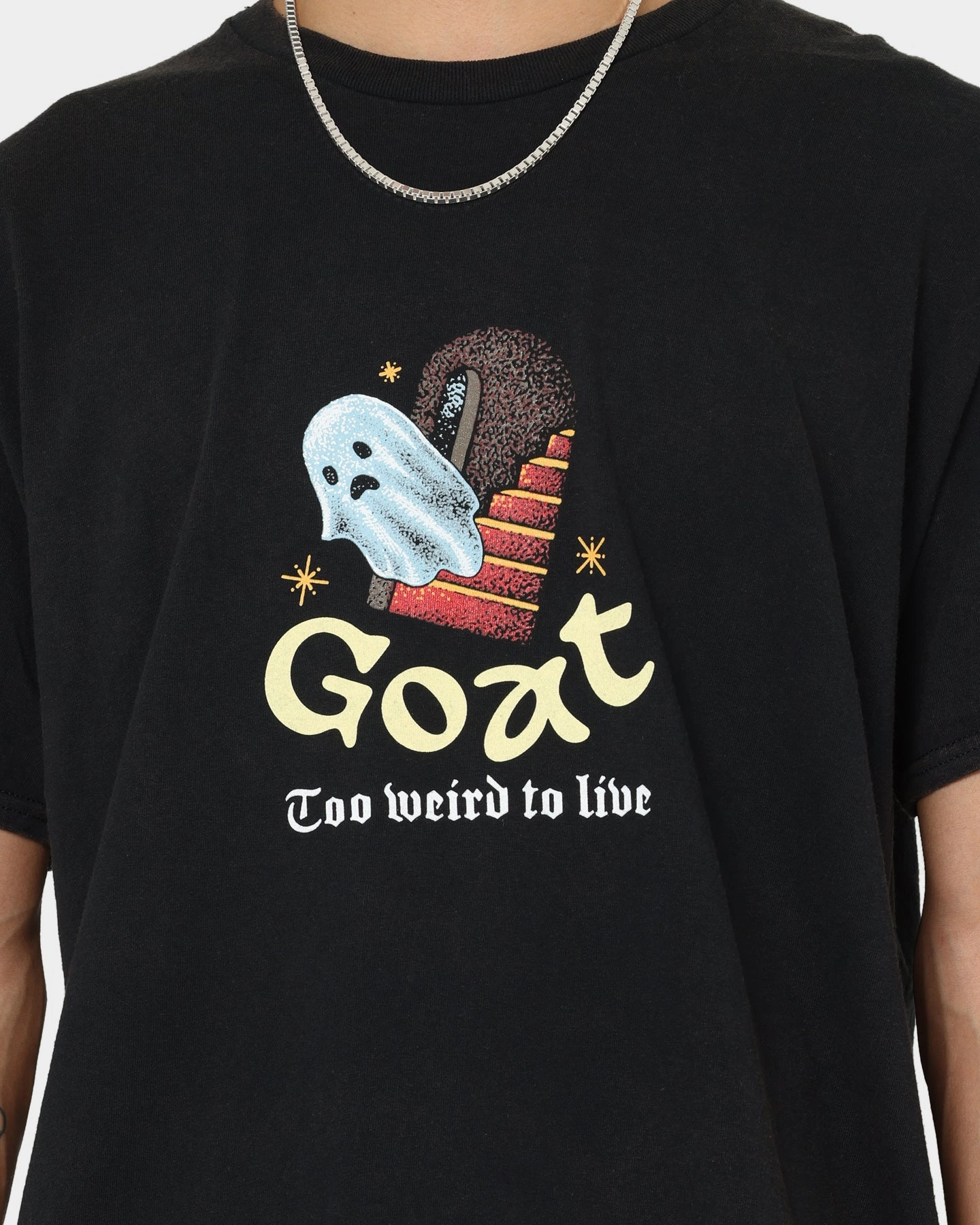 Chic and Cozy Wear Comfy Choice Goat Crew Too Weird To Live Vintage T-Shirt Black Wash