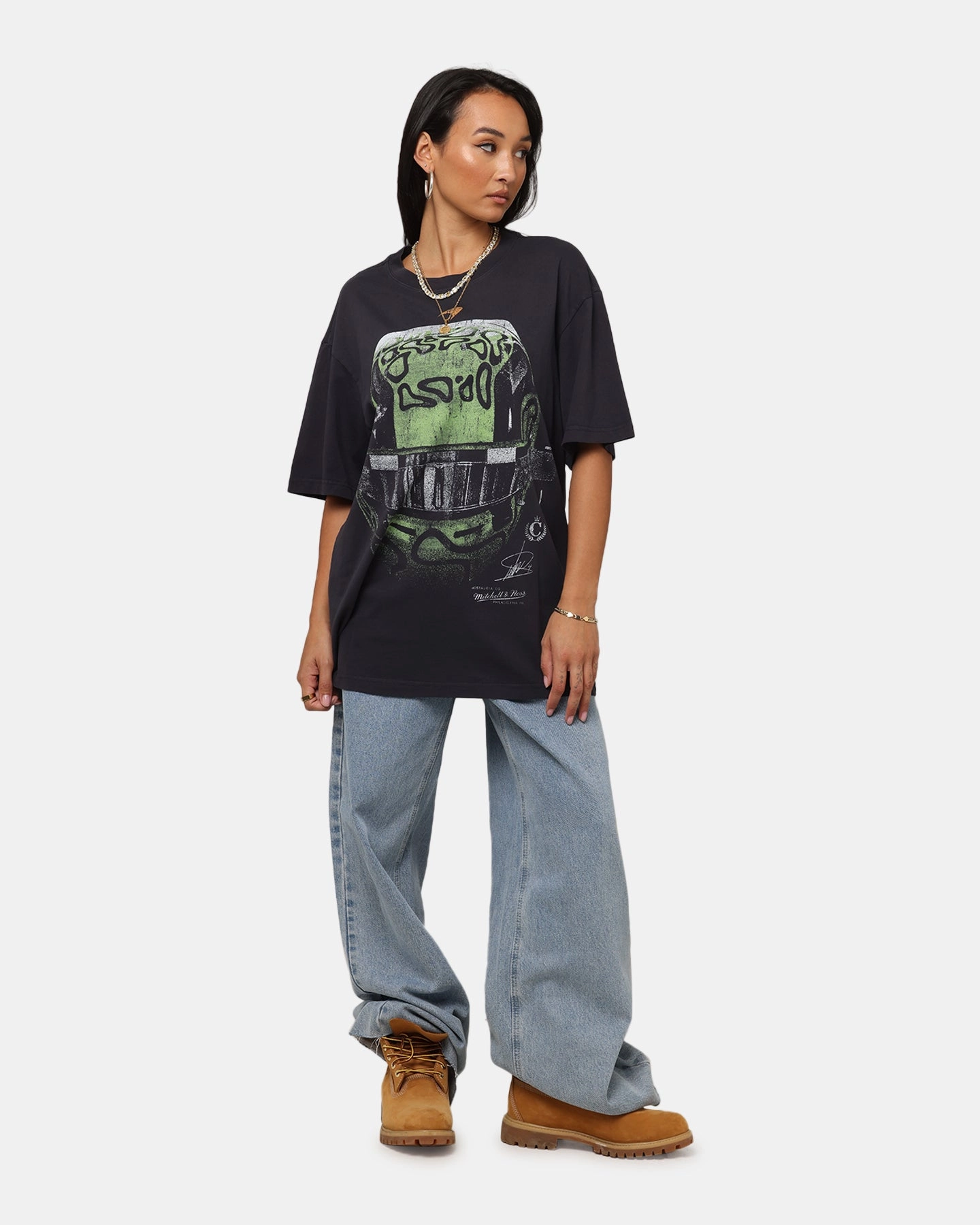 UV Protection Pre Shrunk Fabric Mitchell & Ness X Mclaren Lando Norris Helmet T-Shirt Faded Black