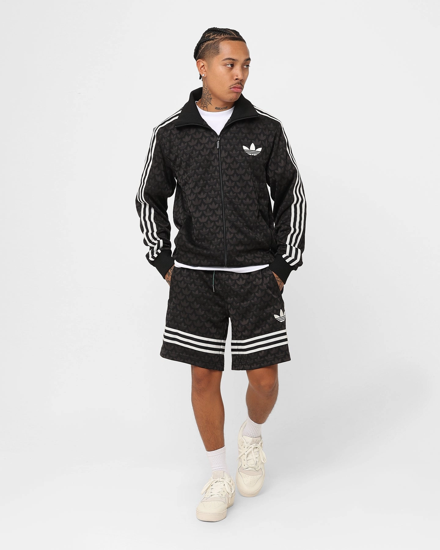 All-Season Outerwear waist length Adidas Adicolour Polyester Track Top Jacket Black