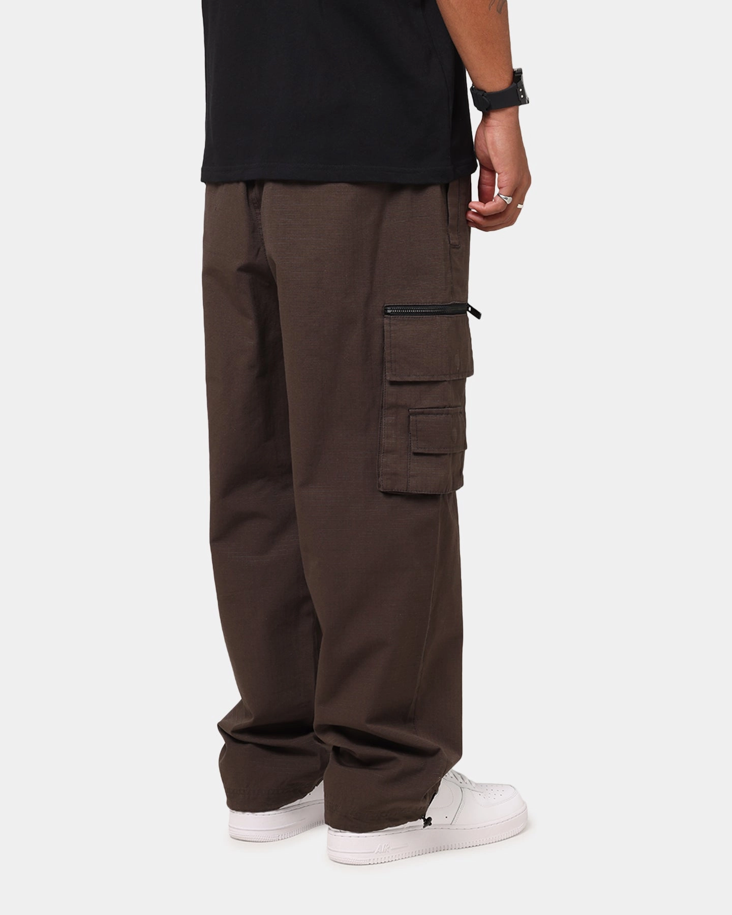 Carre Tactic Cargo Joggers Brown Tapered Leg Design Linen blend