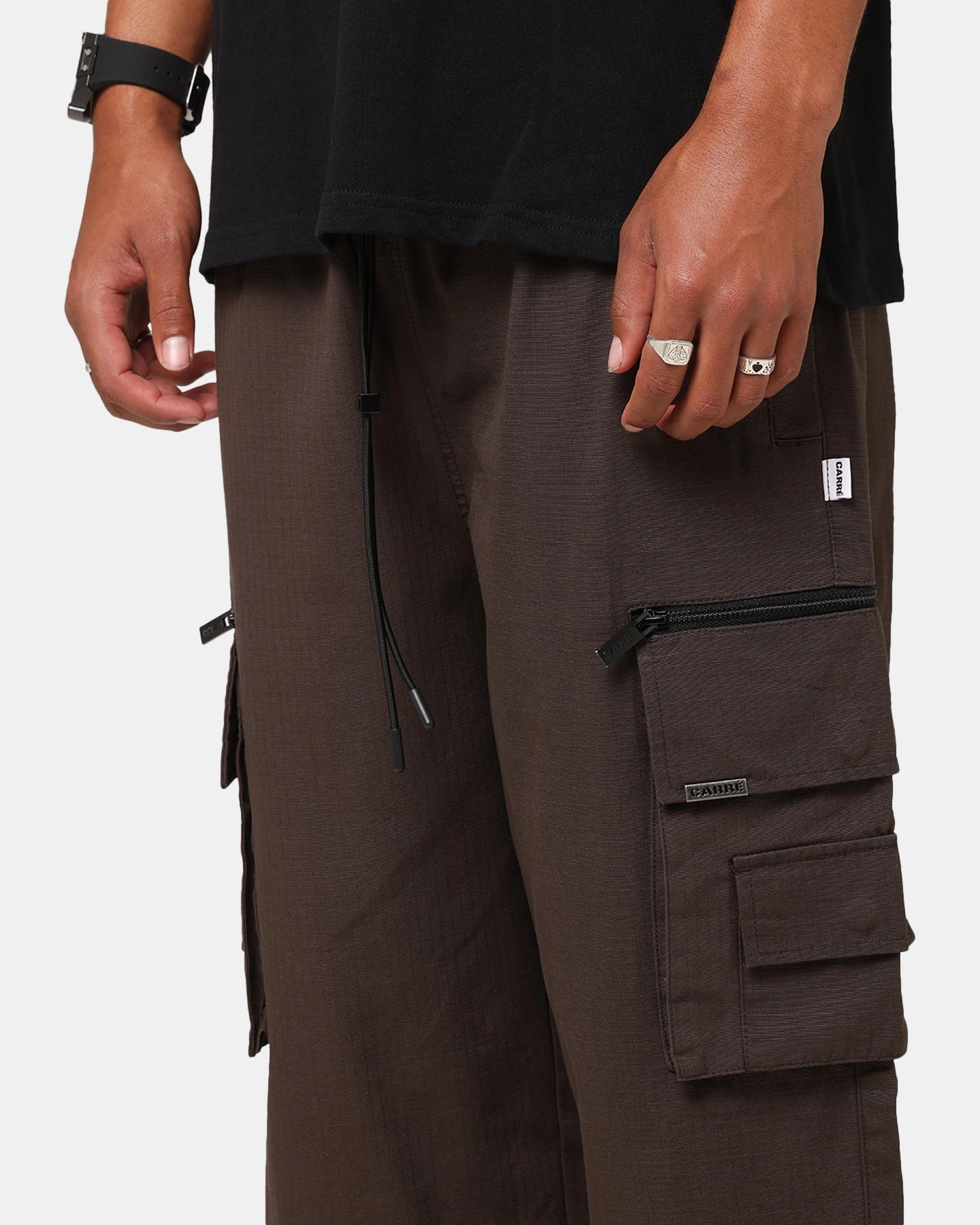 Carre Tactic Cargo Joggers Brown Classic Fit Smart Casual