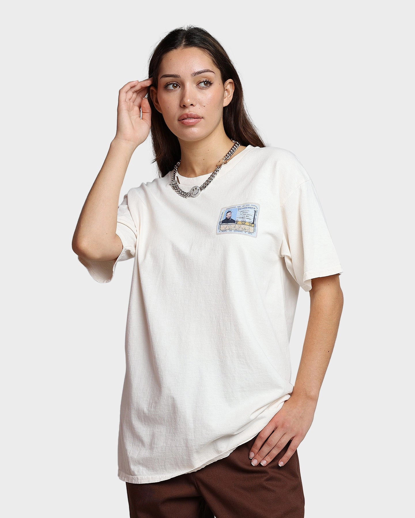 Goat Crew X Ol' Dirty Bastard ID Card Short Sleeve T-Shirt Off White Athletic and Cool Layering Fashion