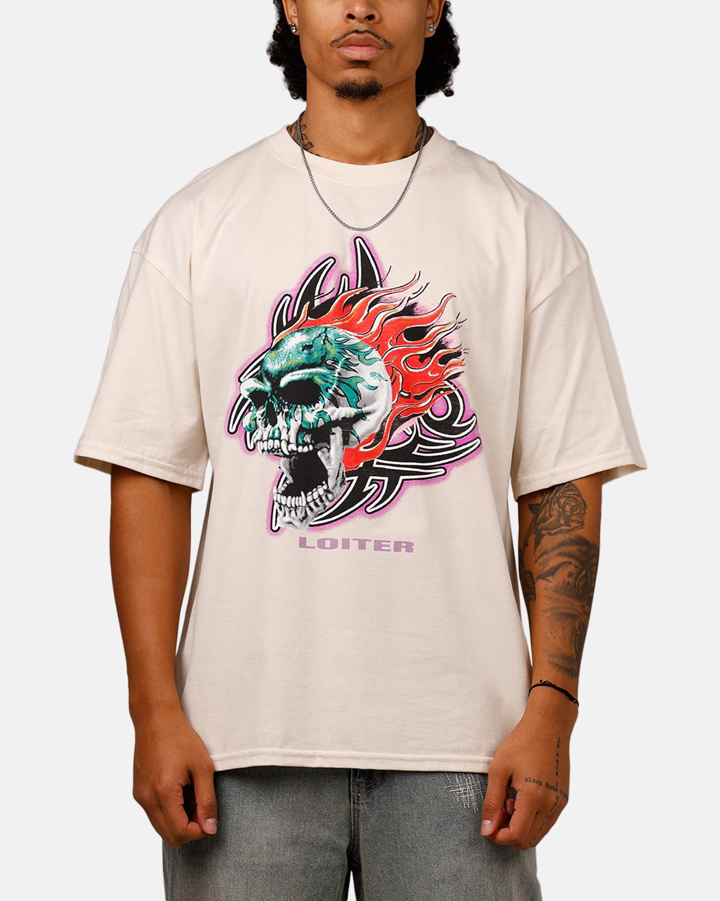 Cozy Wear Loiter Rip N Dip T-Shirt Off White