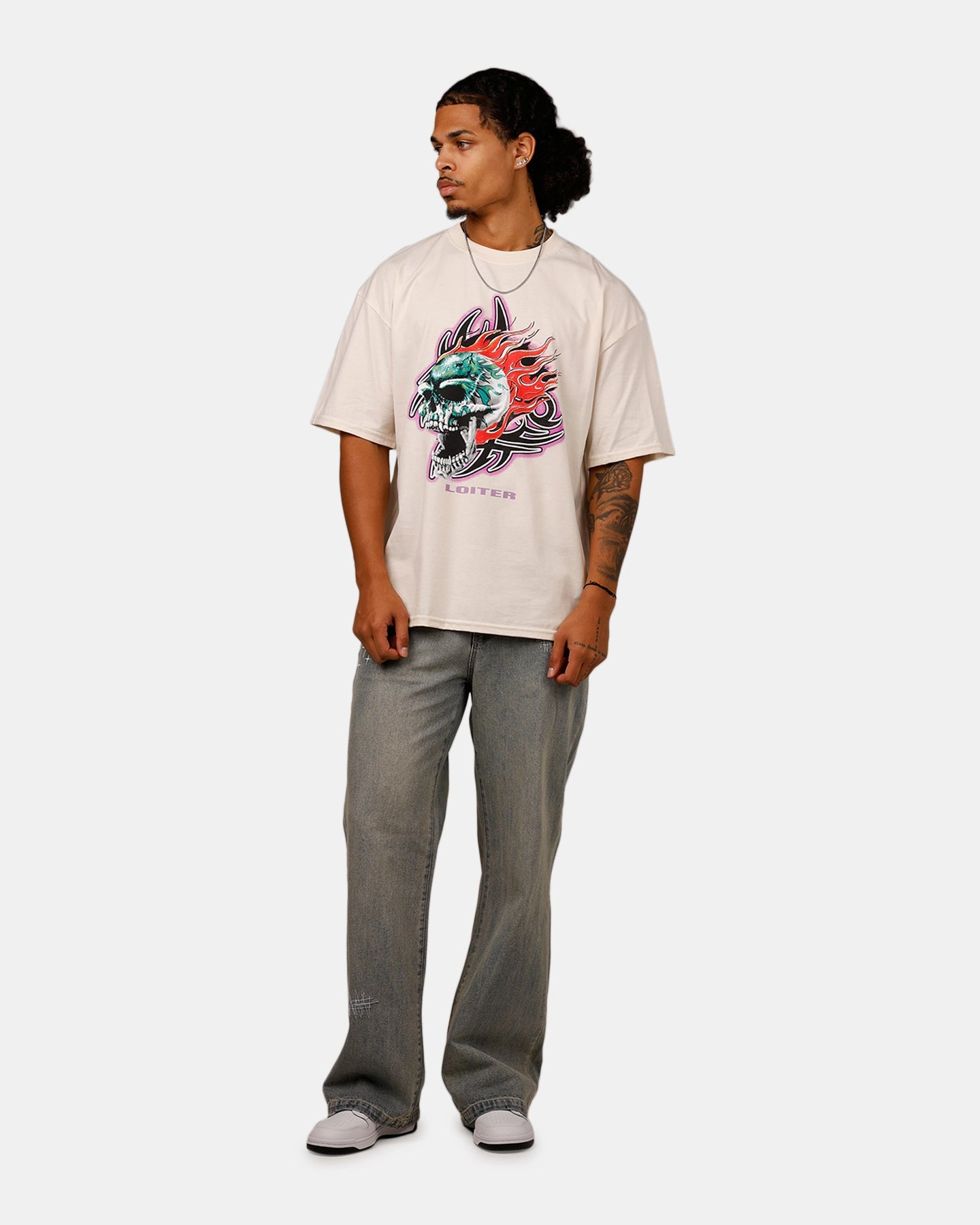 Effortless Fit Loiter Rip N Dip T-Shirt Off White