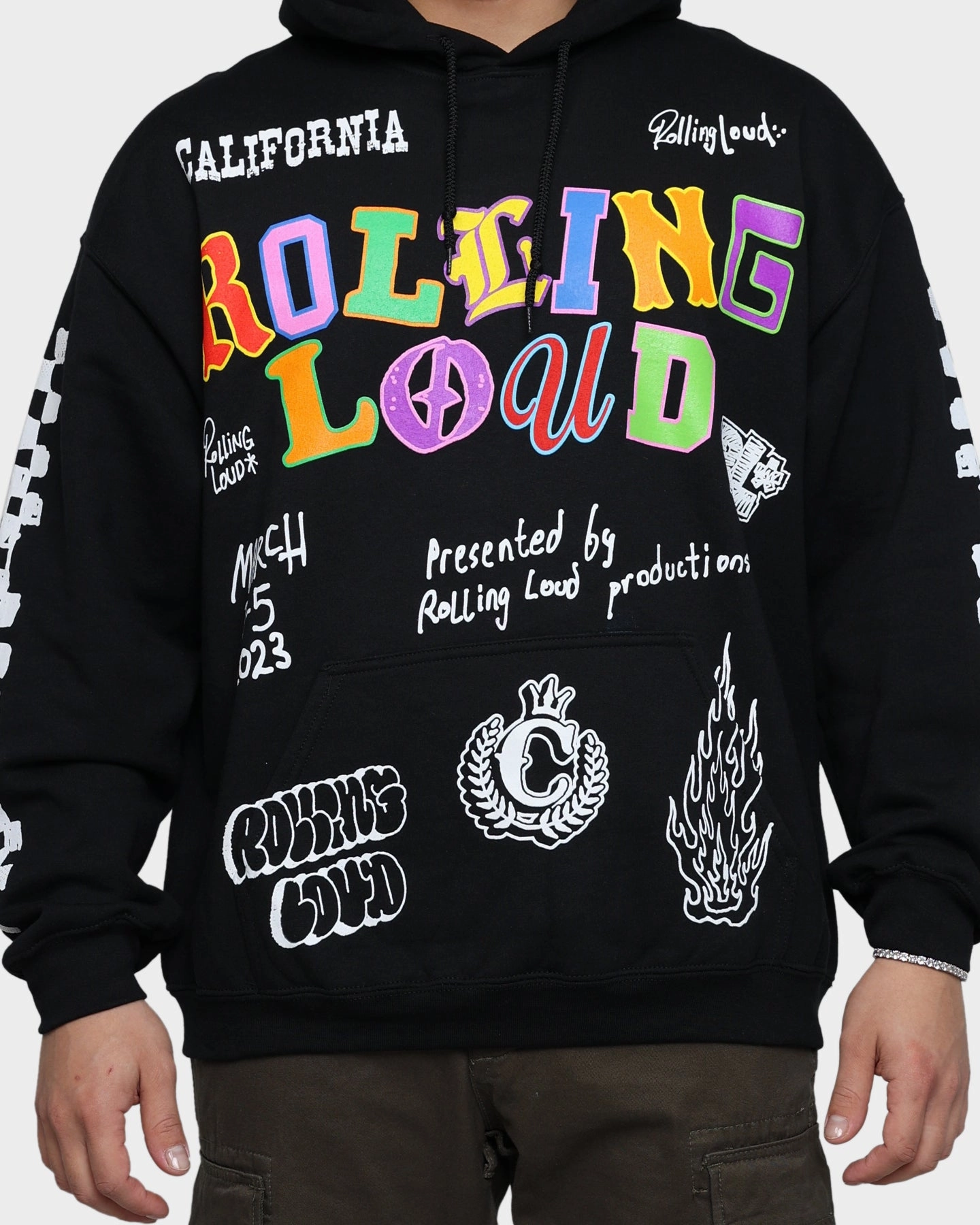 Shaving-cream Abrasion resistant Rolling Loud Rolling Loud Line Up Hoodie Black