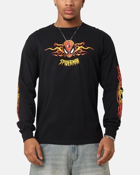 Set In Sleeve Classic Style Trend Goat Crew Marvel Spider-Man Y2K Spidey Long Sleeve T-Shirt Black