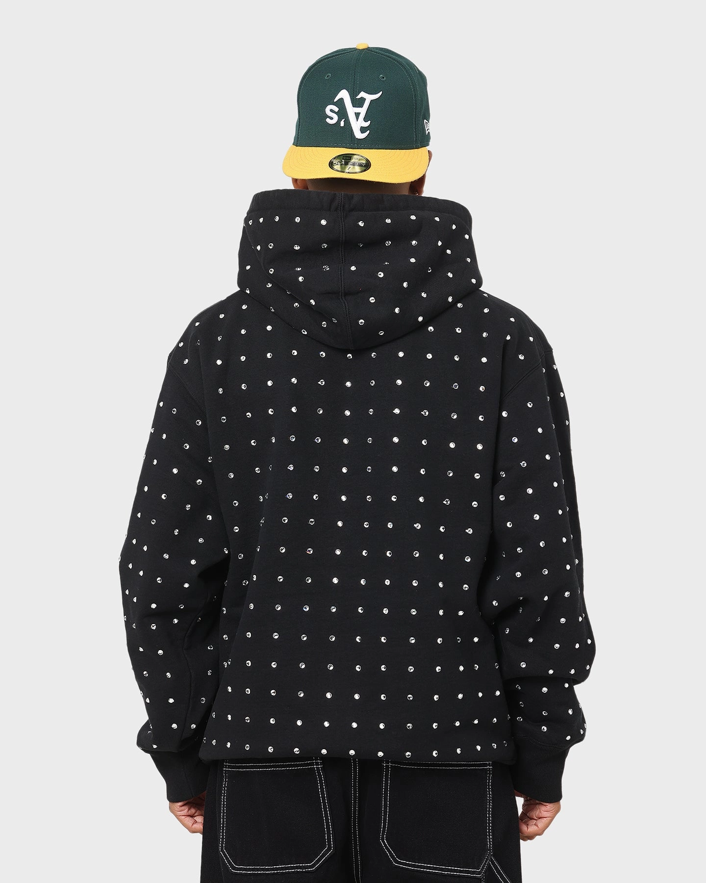 Supreme Rhinestone Hoodie Sweatshirt Black Stand