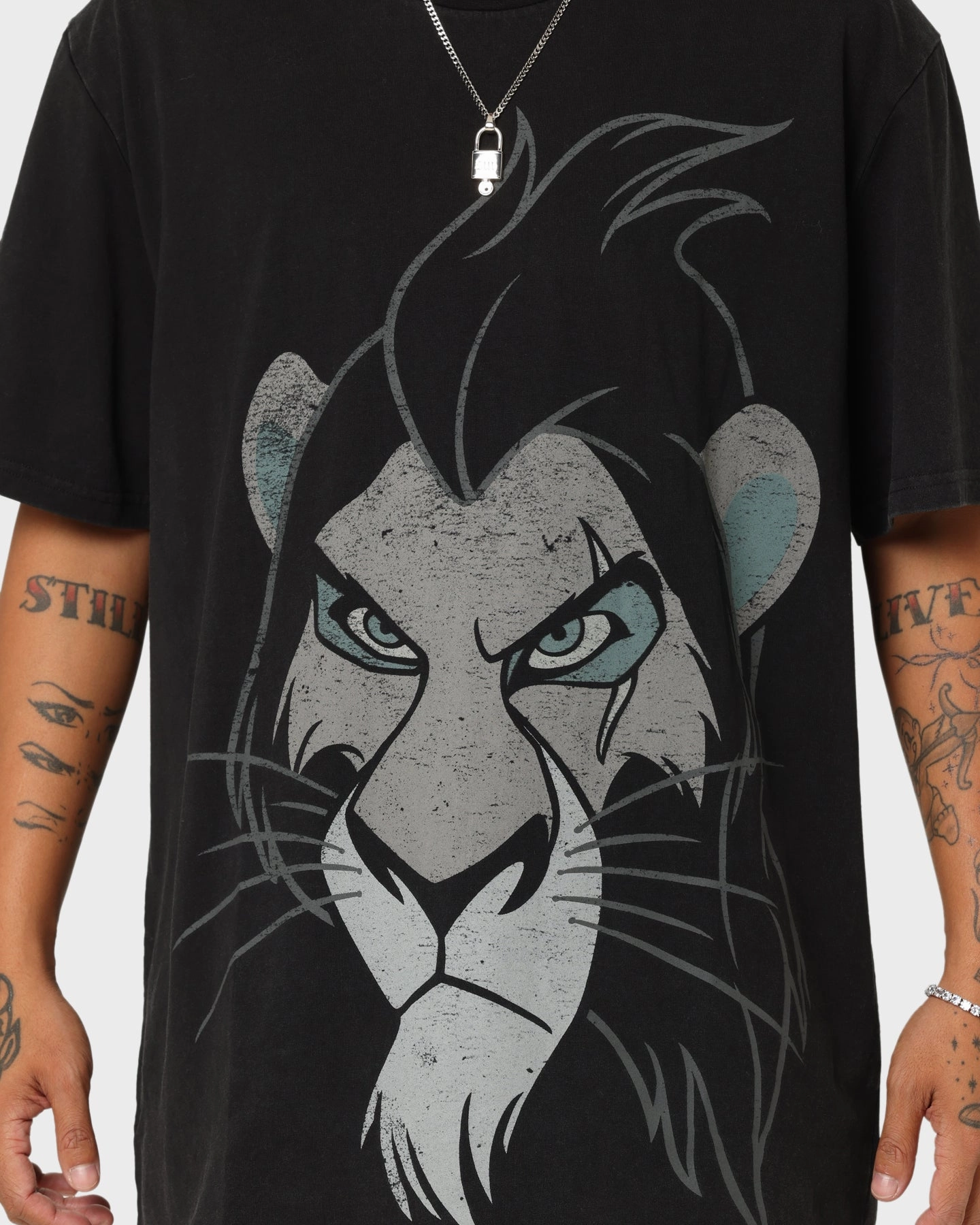 Disney Scar Vintage T-Shirt Washed Black Antibacterial Treatment