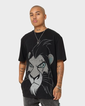Fashionable Flattering Fit Disney Scar Vintage T-Shirt Washed Black