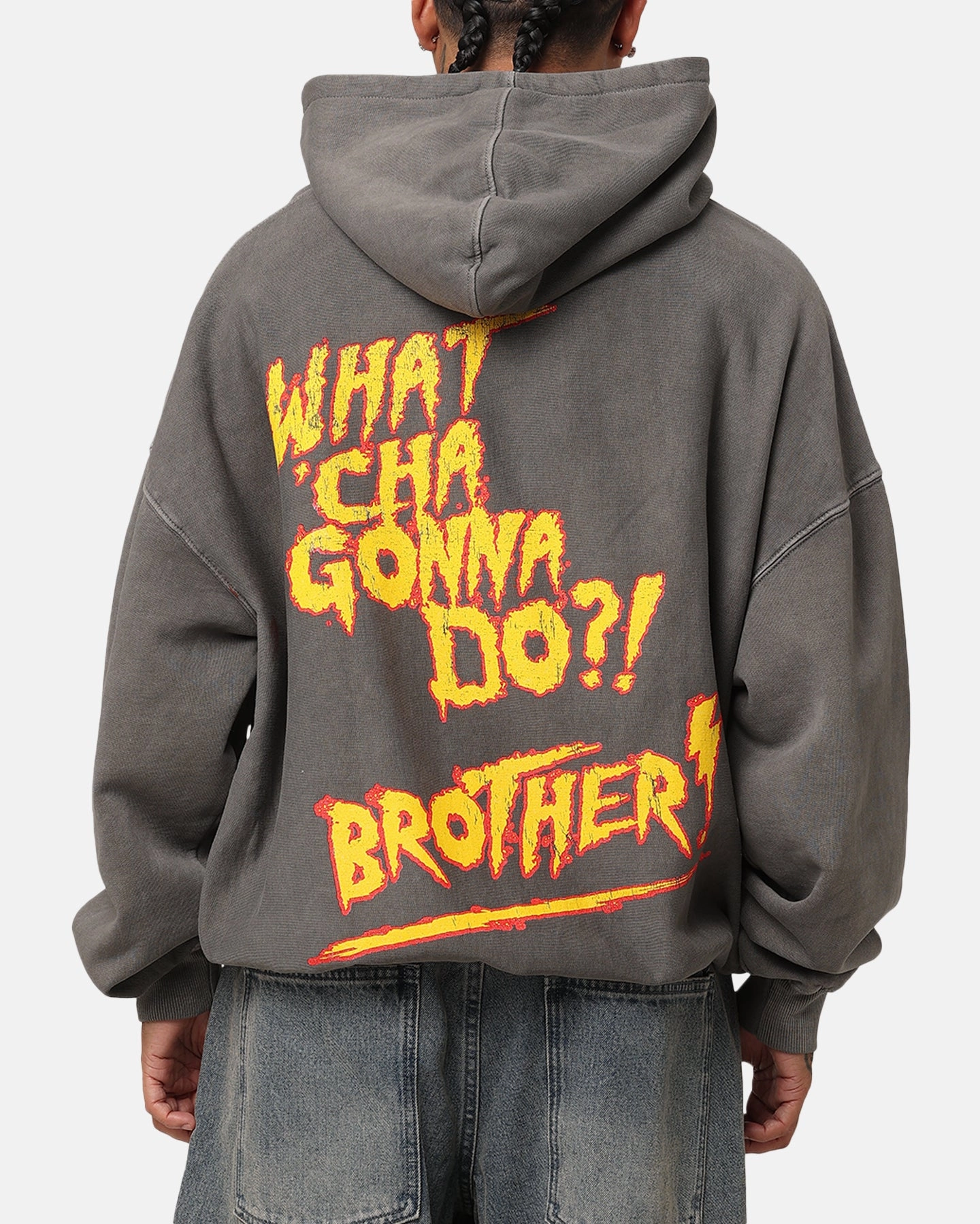 Zippered Vents Easy Protection Culture Kings X WWE Hulk Hogan Hulkamania Premium Hoodie Washed Charcoal