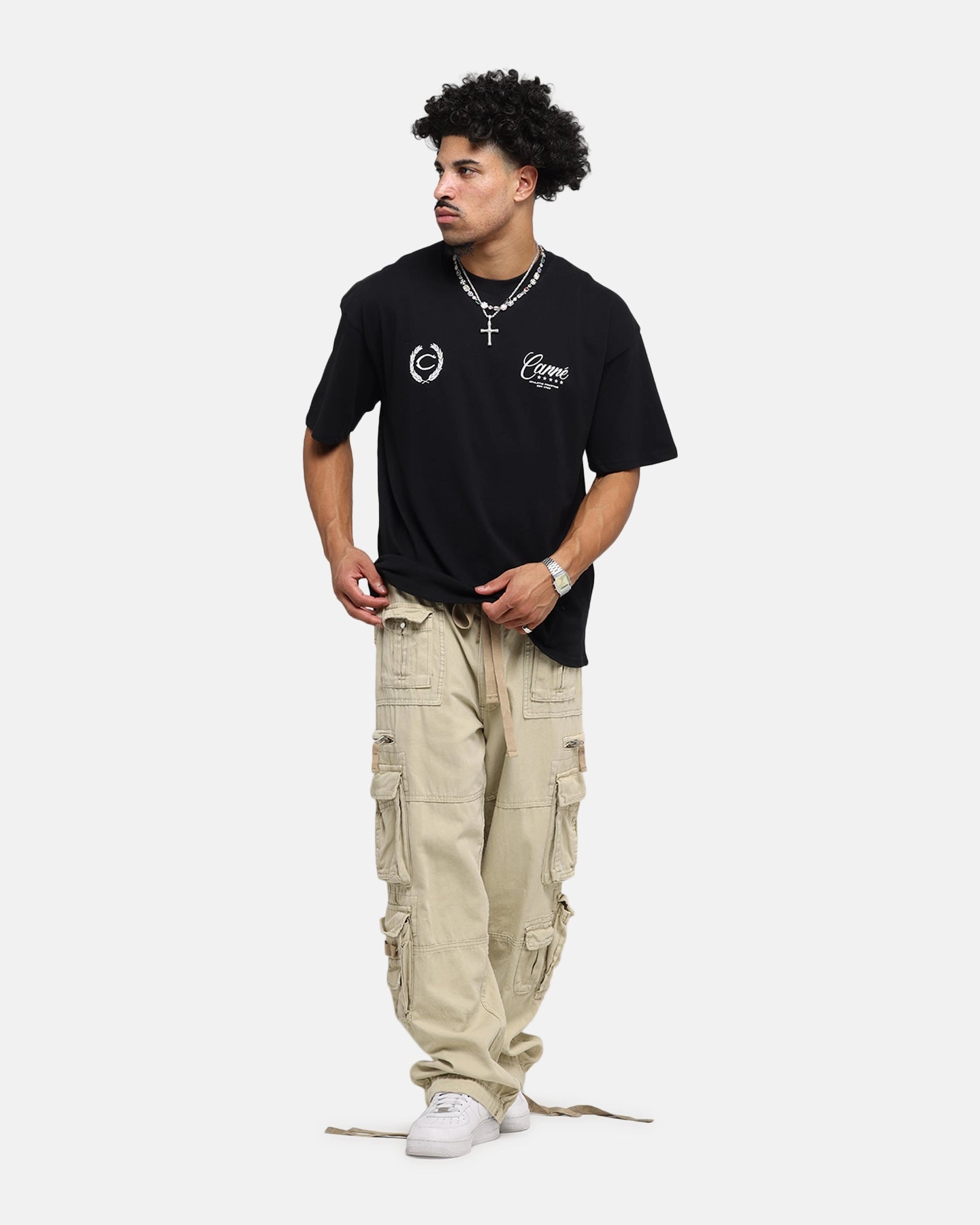 cotton material Carre Script T-Shirt Black