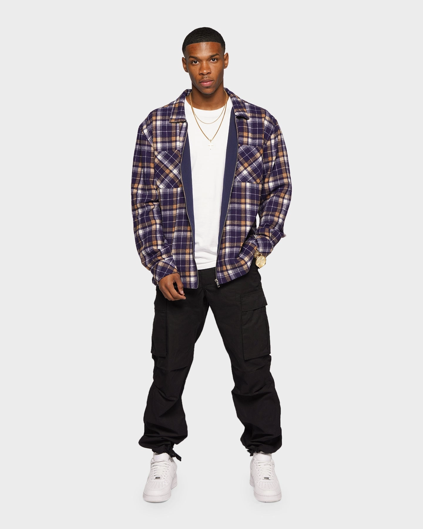 Signal XXIII Soren Plaid Bomber Jacket Blue