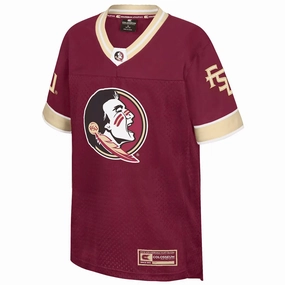 Colosseum Youth Seminole Logo Football Jersey - Garnet/Gold Weekend Outfit Versatile Wardrobe Piece