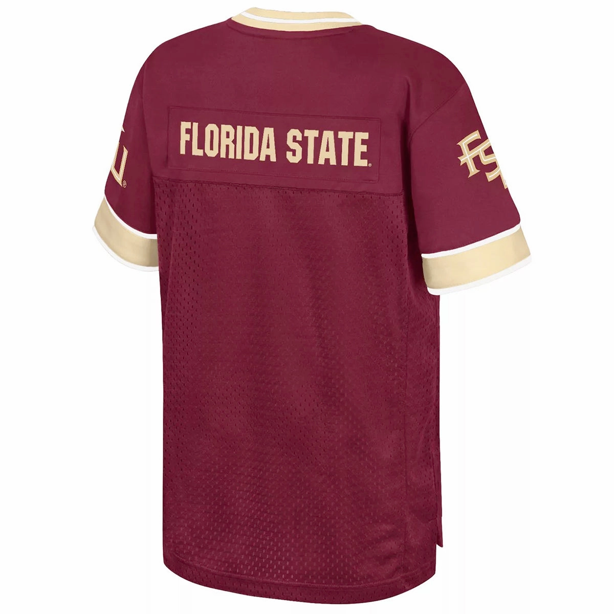 Summer Style Compact Stitch Pattern Colosseum Youth Seminole Logo Football Jersey - Garnet/Gold