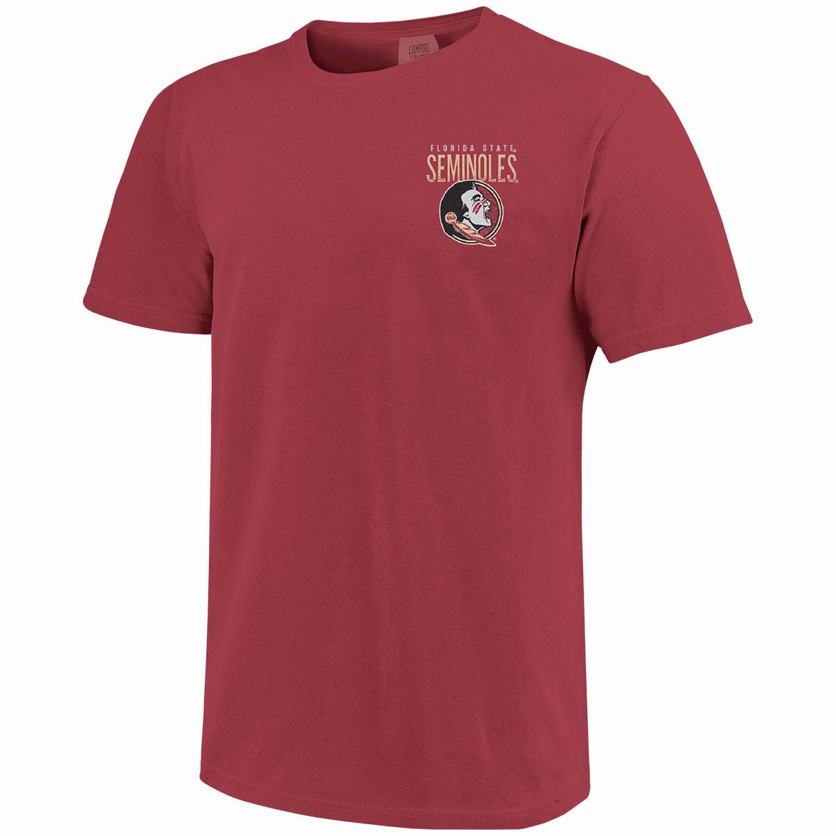Image One Comfort Colors Adult/Unisex Seminole Logo/Fear the Spear Design Short Sleeve T-shirt - Chili V-Neck