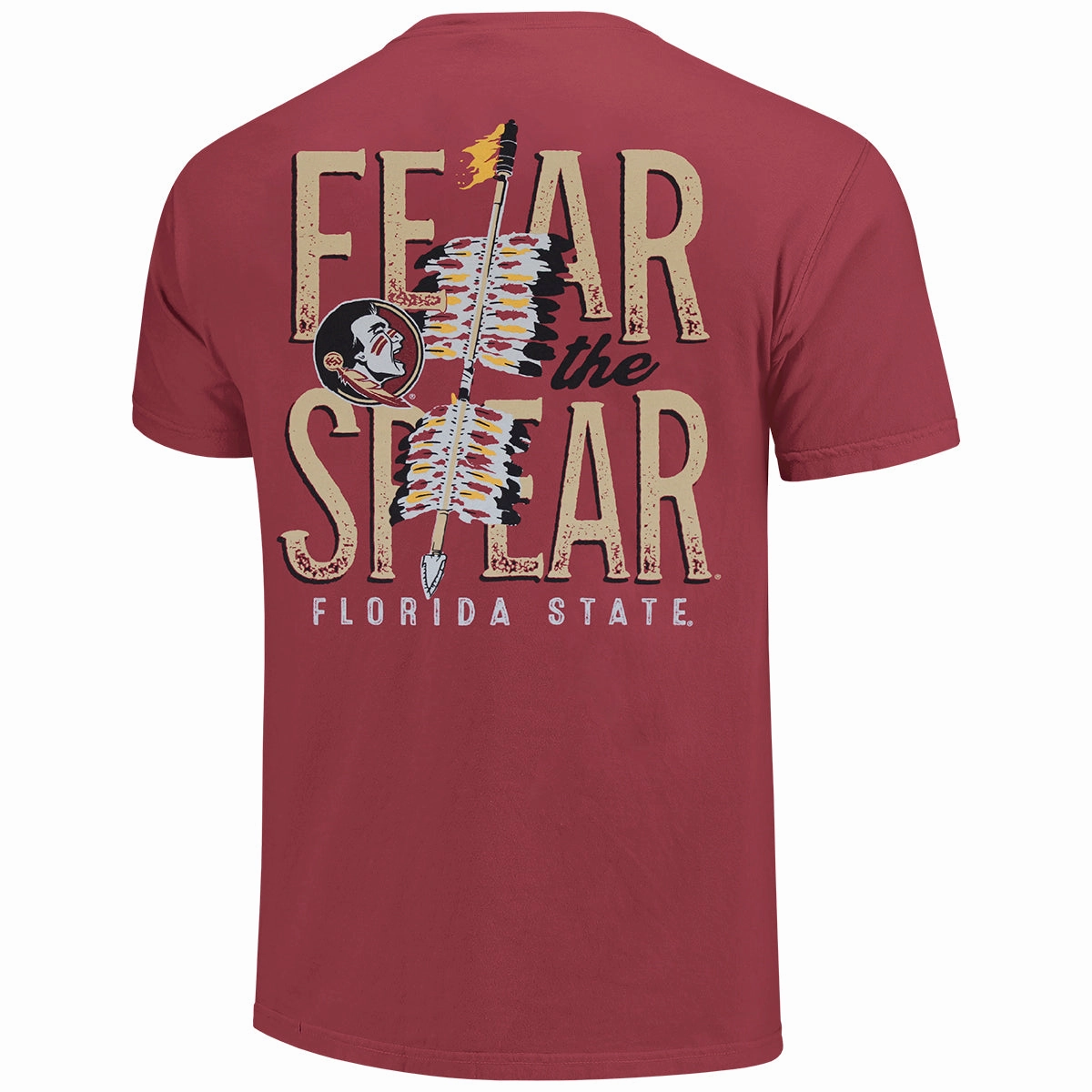 Image One Comfort Colors Adult/Unisex Seminole Logo/Fear the Spear Design Short Sleeve T-shirt - Chili Durable Material Cozy Wear