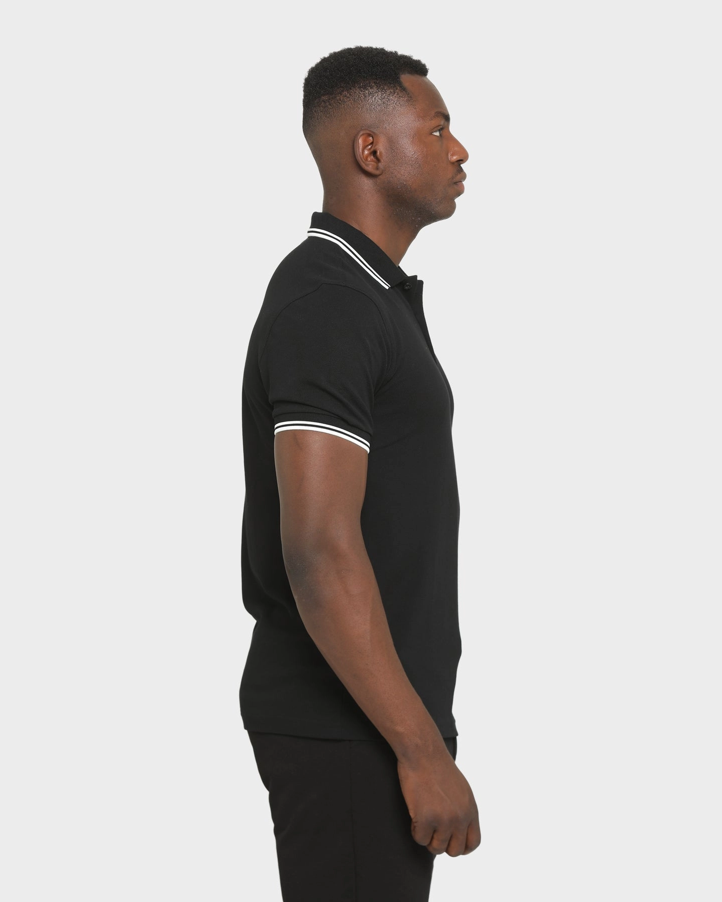 Fred Perry Twin Tipped Polo Shirt Black/White/White Durable Double Stitching Breathable Mesh Panels