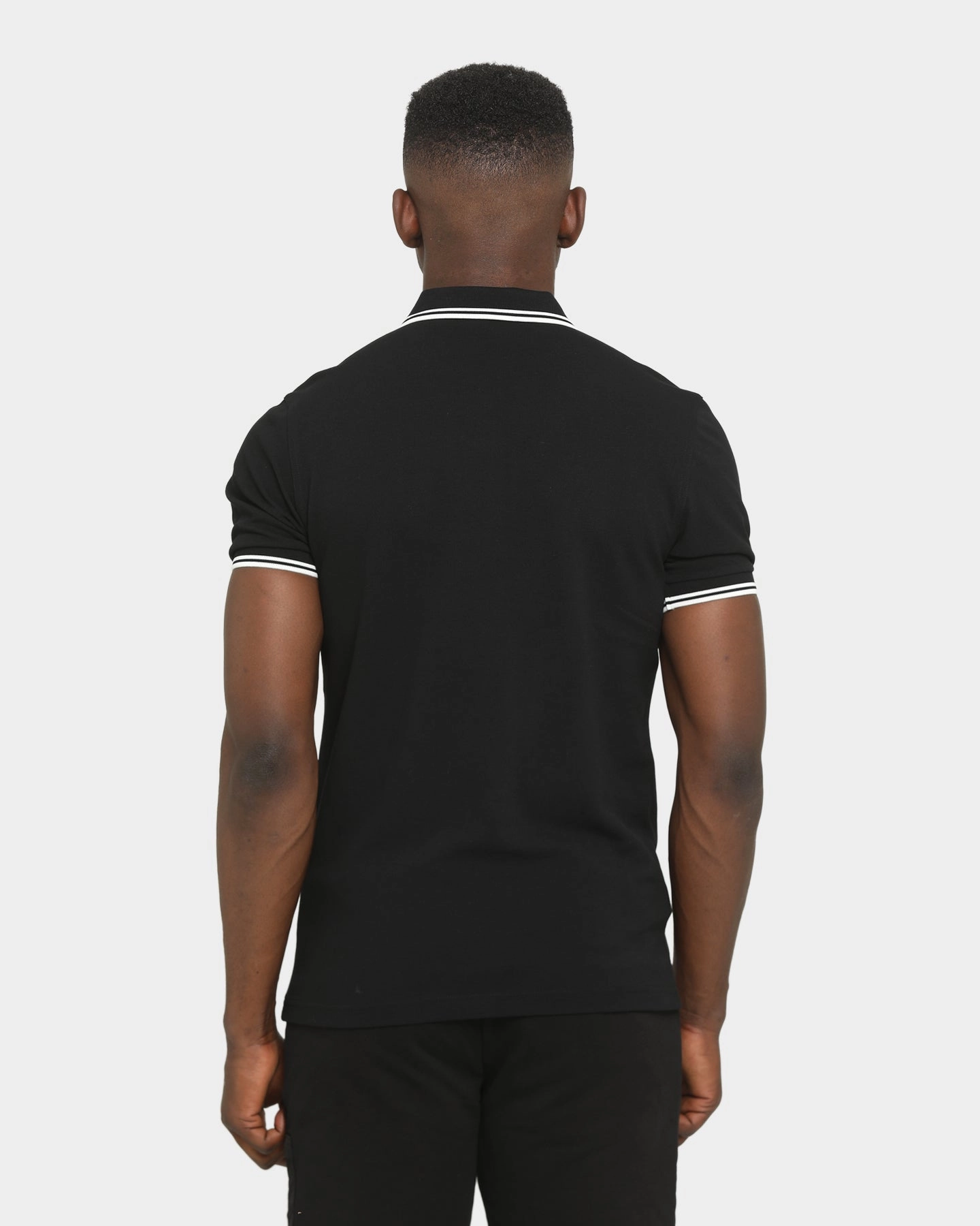 UV Protection Blend Golf Style Fred Perry Twin Tipped Polo Shirt Black/White/White