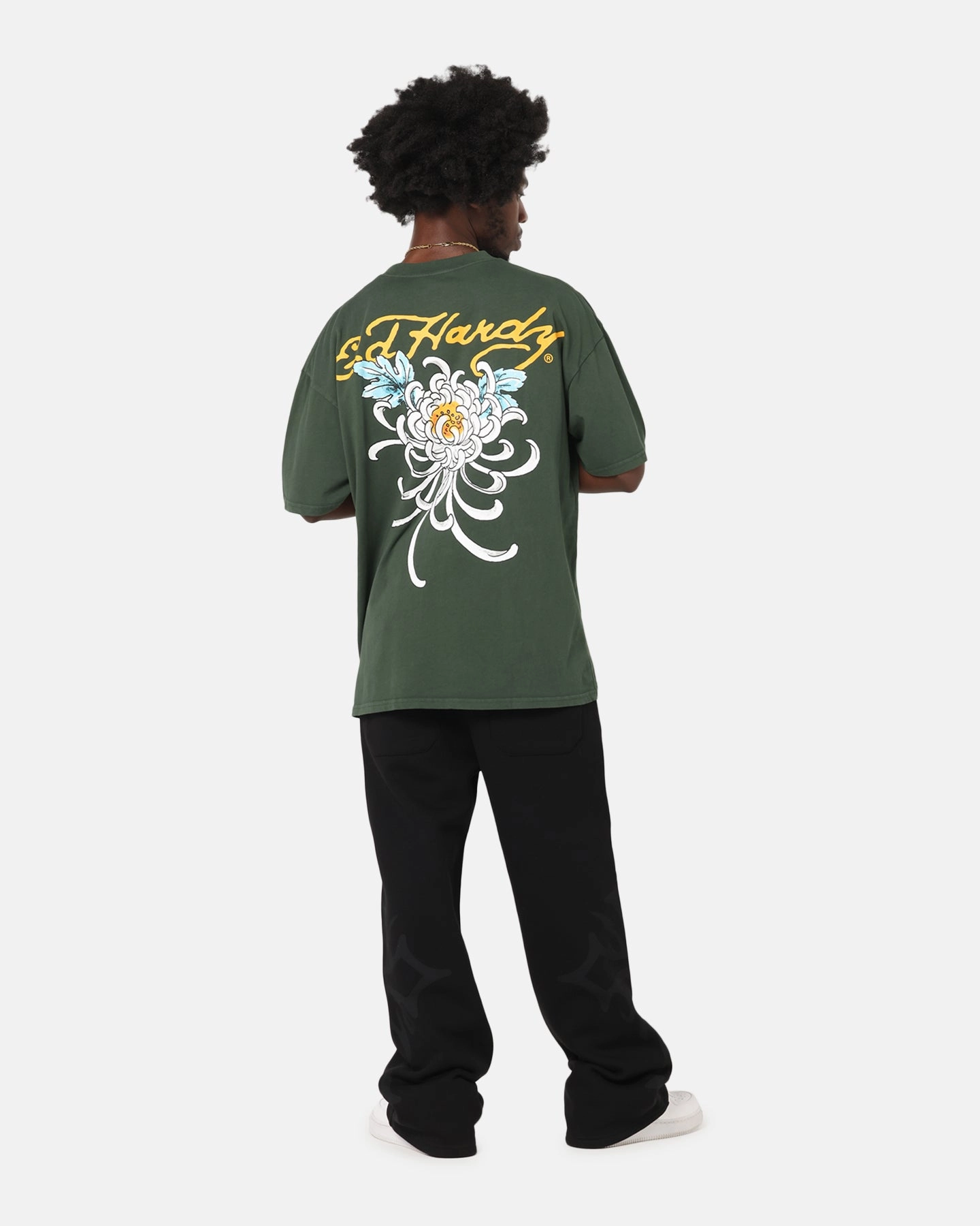 Low Impact Processing Ed Hardy Golden Bloom T-Shirt Pine Green