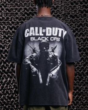 Classic Outfit Fashion Essential Goat Crew X Call Of Duty Black Ops Vintage T-Shirt Black Acidwash