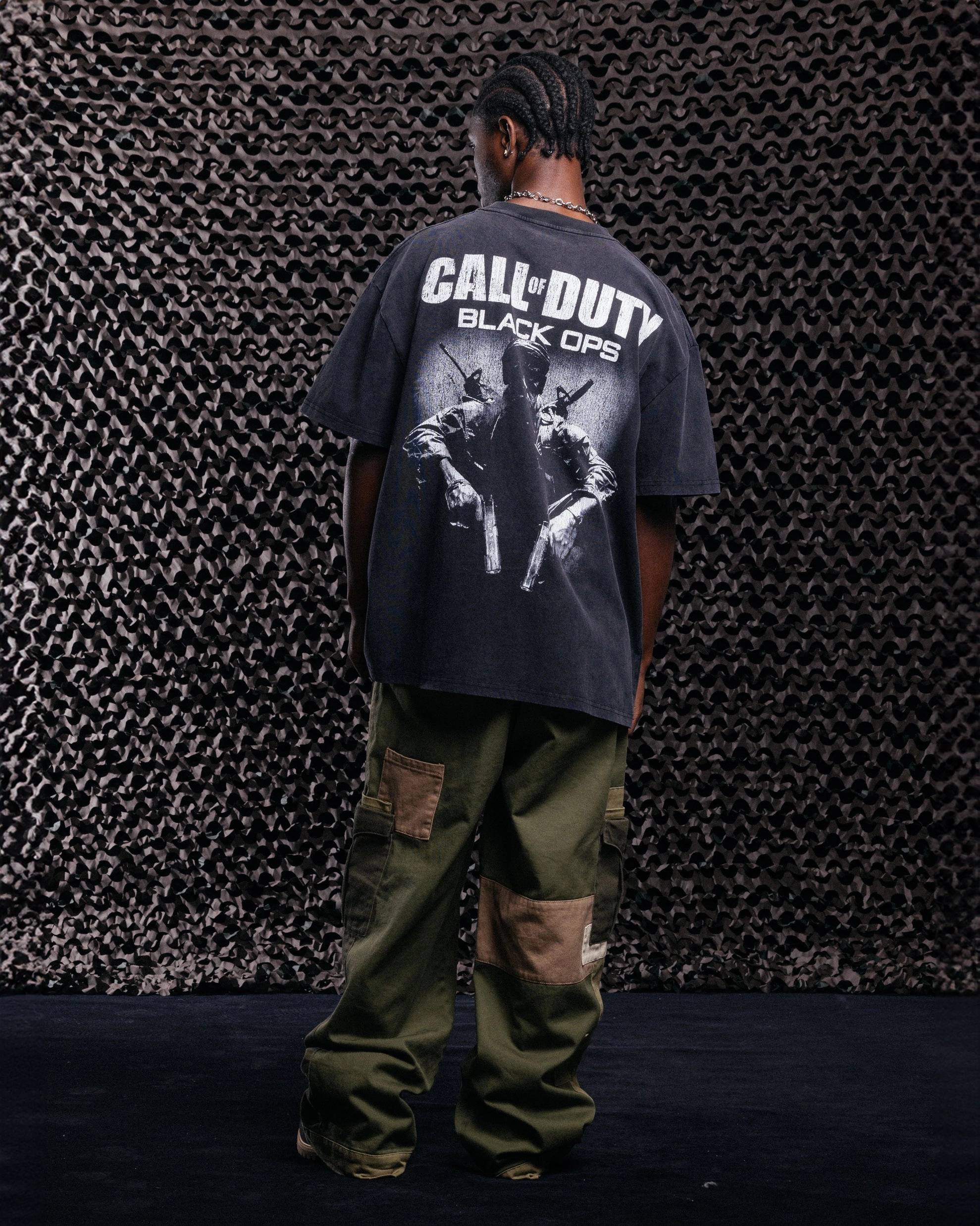 MoistureControlFibers Goat Crew X Call Of Duty Black Ops Vintage T-Shirt Black Acidwash