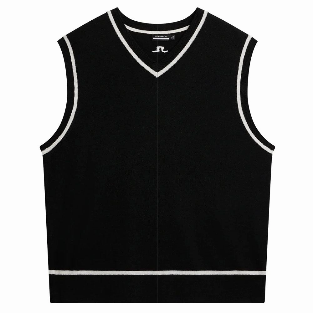 J.Lindeberg Fraser Knitte Golf Vest Black - WI23 Men anti aircraft