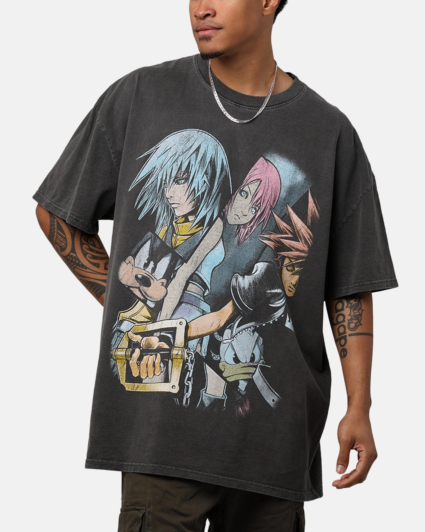 Vintage Goat Crew X Kingdom Hearts Poster T-Shirt Black Wash Travel Comfort Style