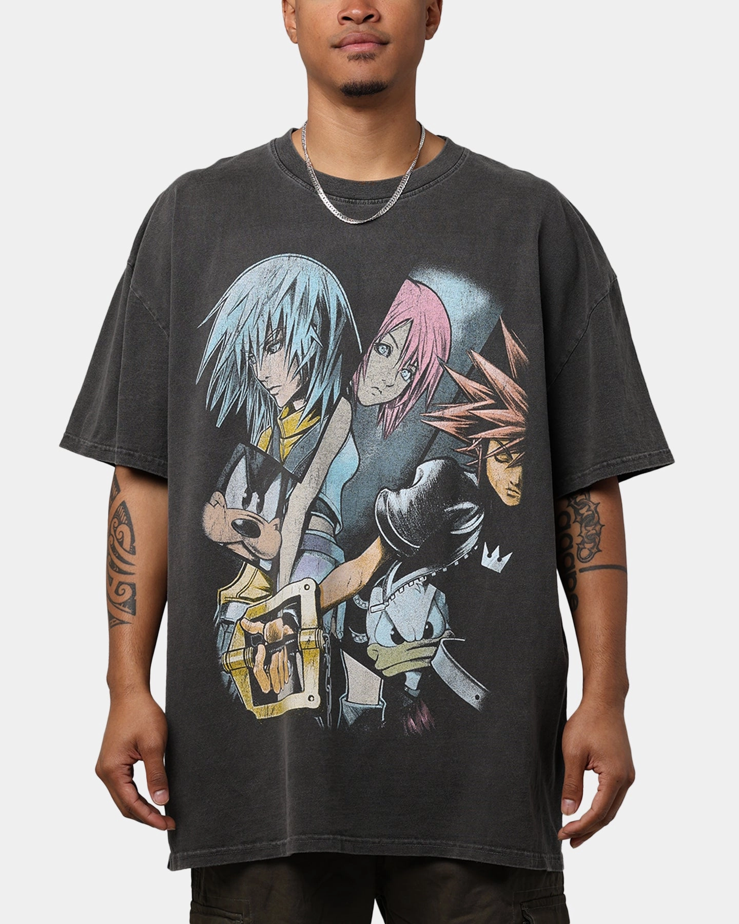 All Season Wear Recycled Polyester Vintage Goat Crew X Kingdom Hearts Poster T-Shirt Black Wash