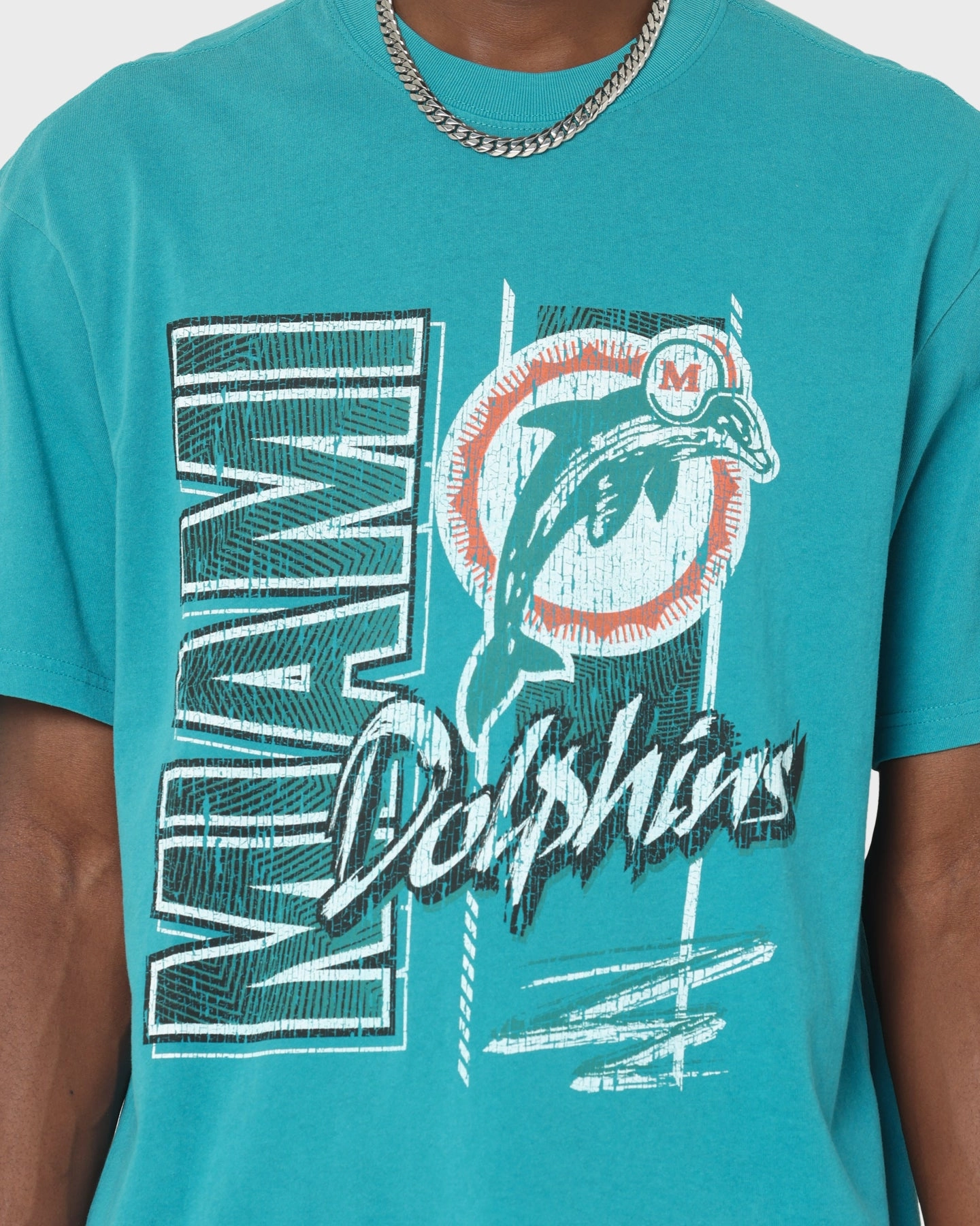 Abstract print Mitchell & Ness Miami Dolphins Vintage Zig Zag T-Shirt Faded Teal