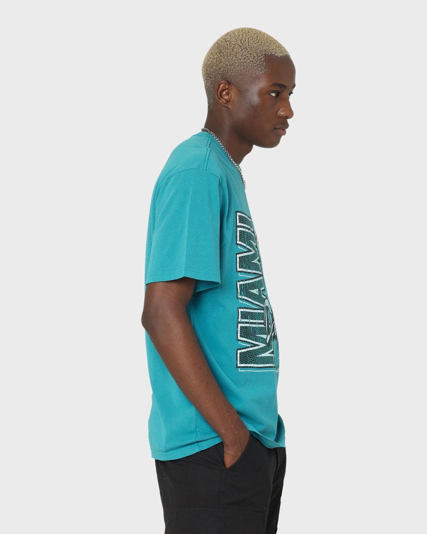 Mitchell & Ness Miami Dolphins Vintage Zig Zag T-Shirt Faded Teal Fresh Style Trend Sporty Look Wear