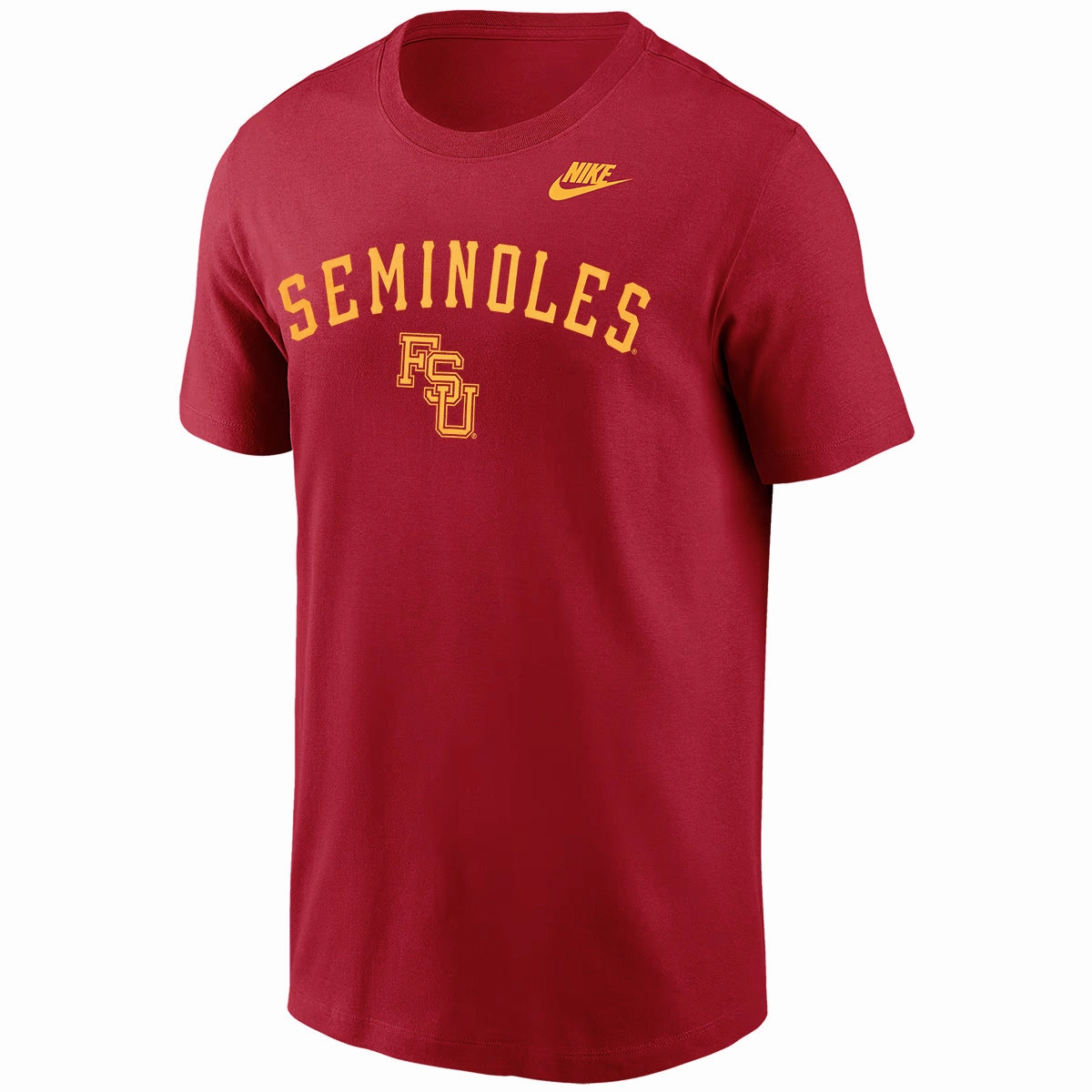 Nike Men's Vault Seminoles/Stacked FSU Legacy Slub Short Sleeve T-shirt - Crimson Vibrant Prints