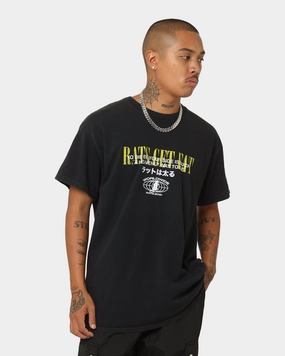 Active Trend Look Rats Get Fat By Your Side Vintage T-Shirt Black Wash